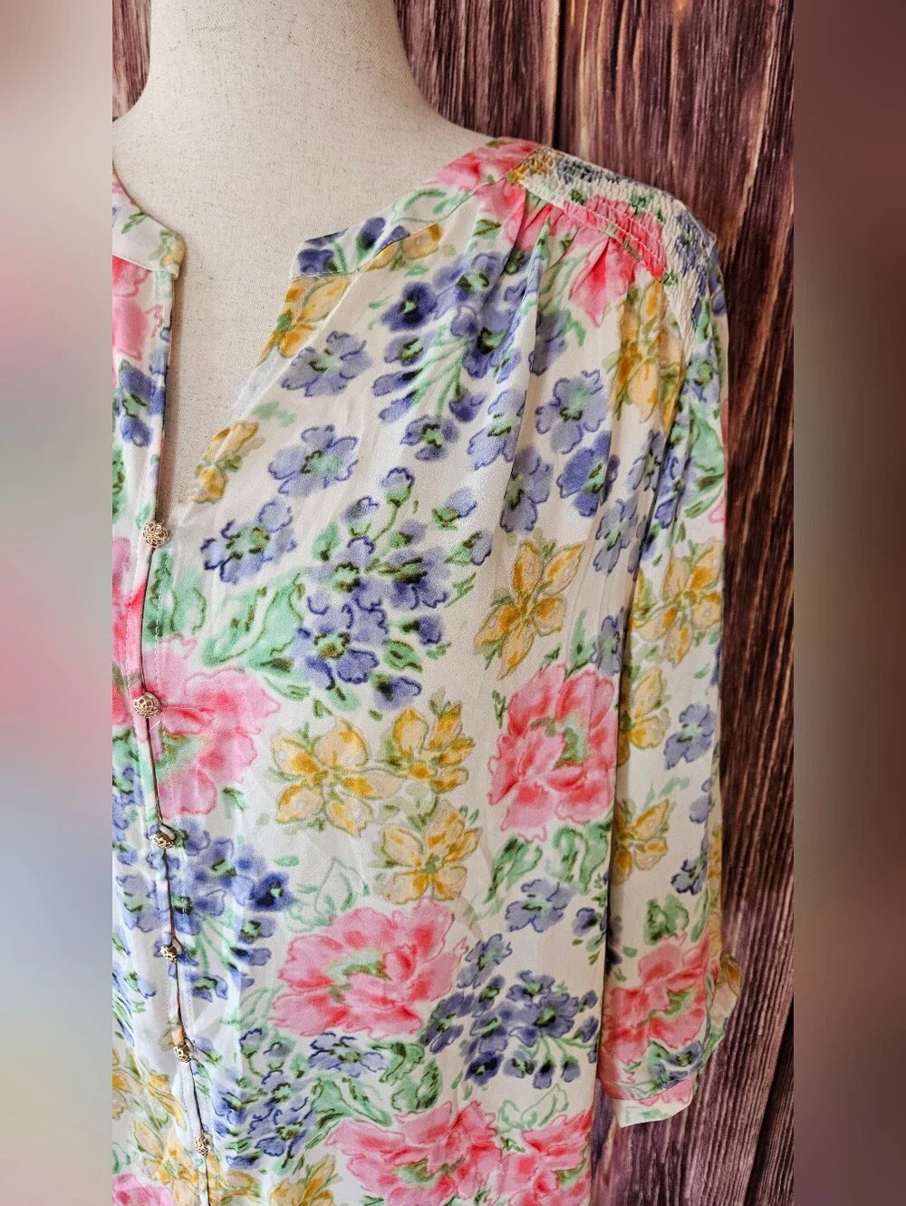 NWT Rose & Olive Georgette Button Front Floral Top Plus Size 1X - Picture 2 of 9